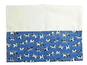 Cows Galore Over Shoulder Tea Towel 44 x 15.5-in Blue Pattern on White Cotton